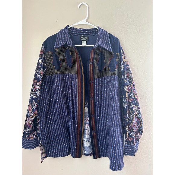 Koos Of Course! Vintage Button Down Shirt Paisley Print Oversized 1X Retro - Picture 1 of 6